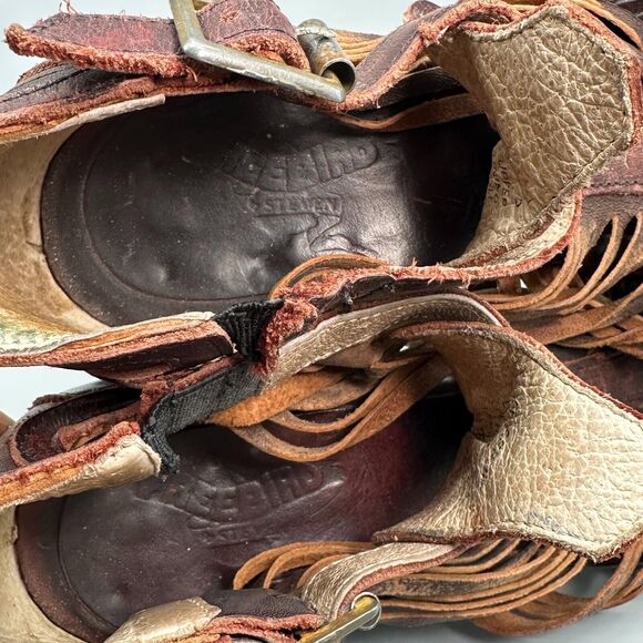 Freebird Steven Arrow Womens 9 Brown Leather Distressed Strappy Sandals Buckle - Picture 10 of 11